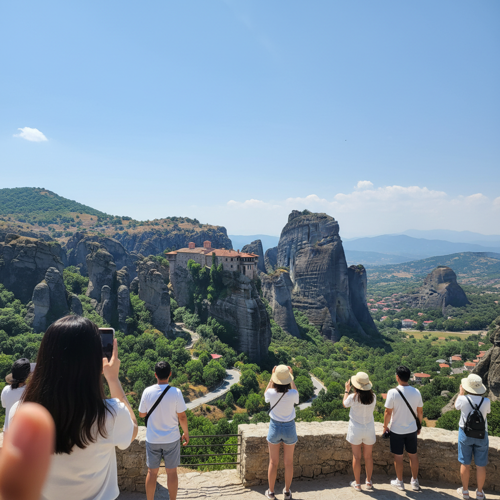 메테오라의 절벽 위 수도원 전경