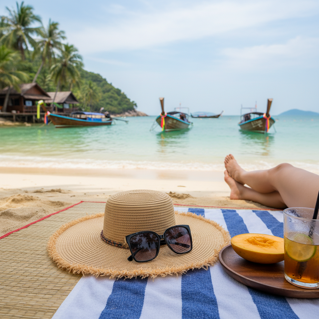 산호섬 비치의 여유로운 풍경
