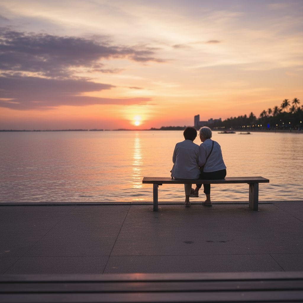 파타야 해변의 황홀한 일몰