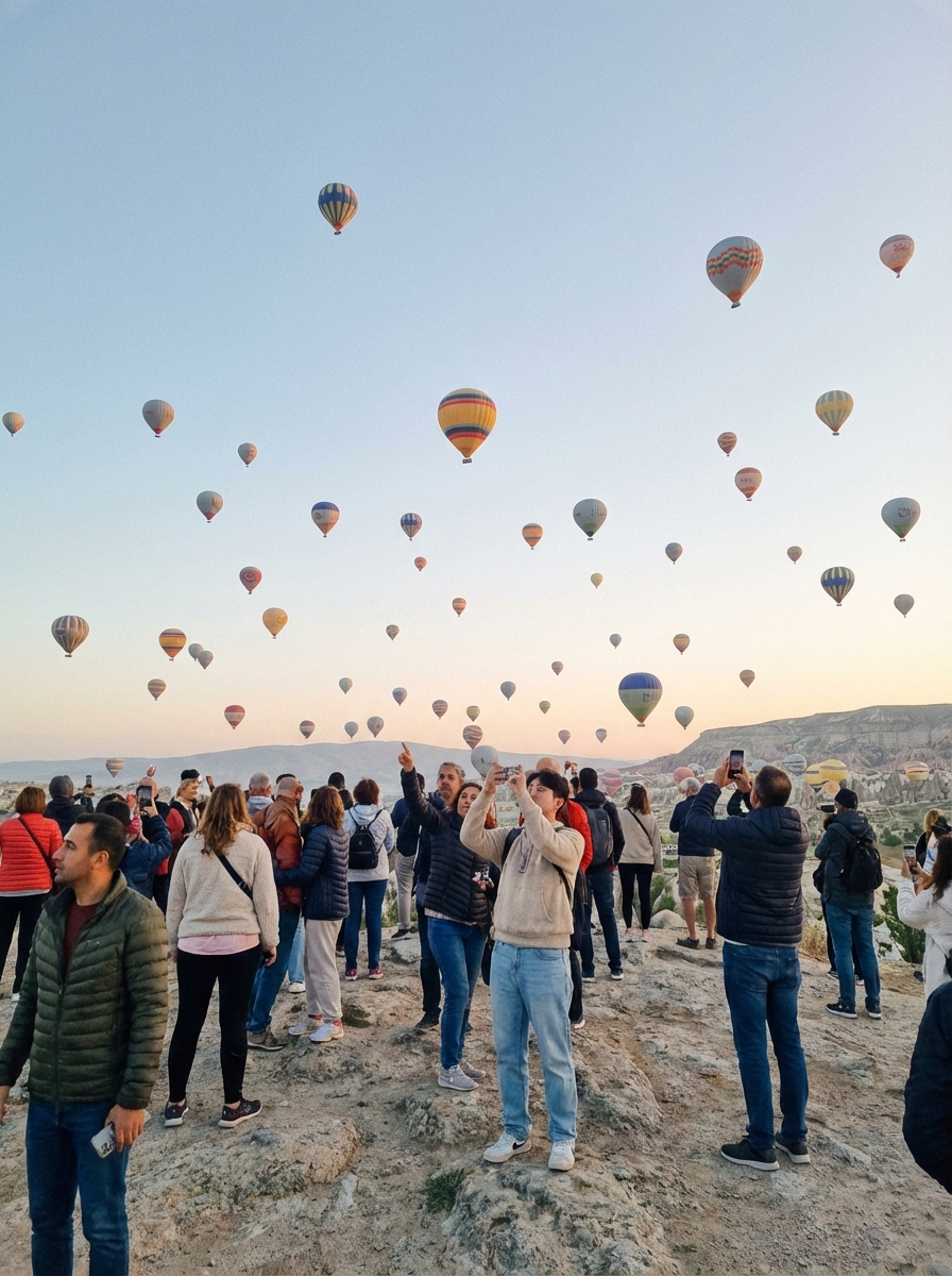 새벽 하늘을 수놓은 카파도키아의 열기구들