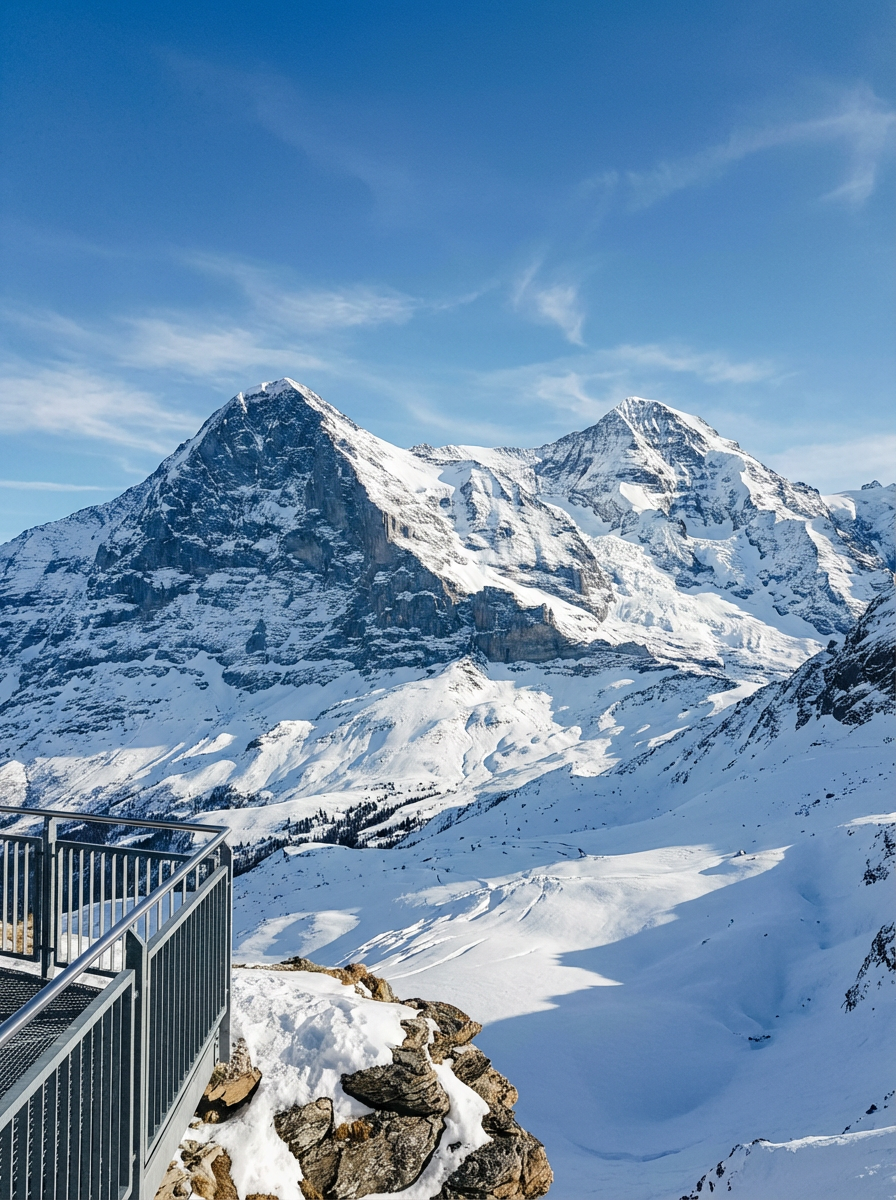 눈 덮인 웅장한 융프라우 산맥