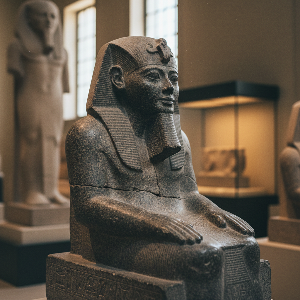 이집트 박물관의 고대 석상 클로즈업