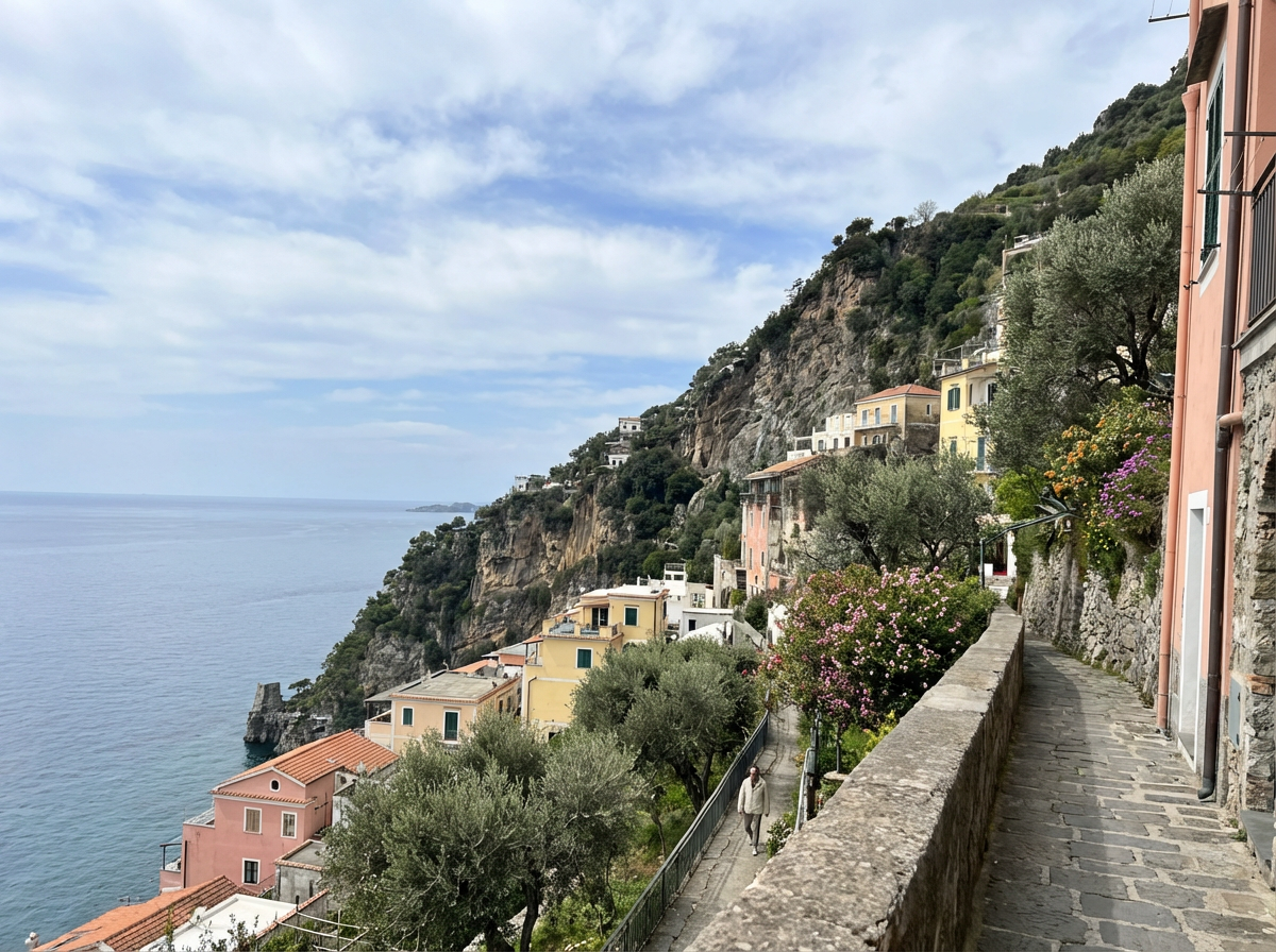 이탈리아 소렌토 해안 절벽의 아름다운 풍경