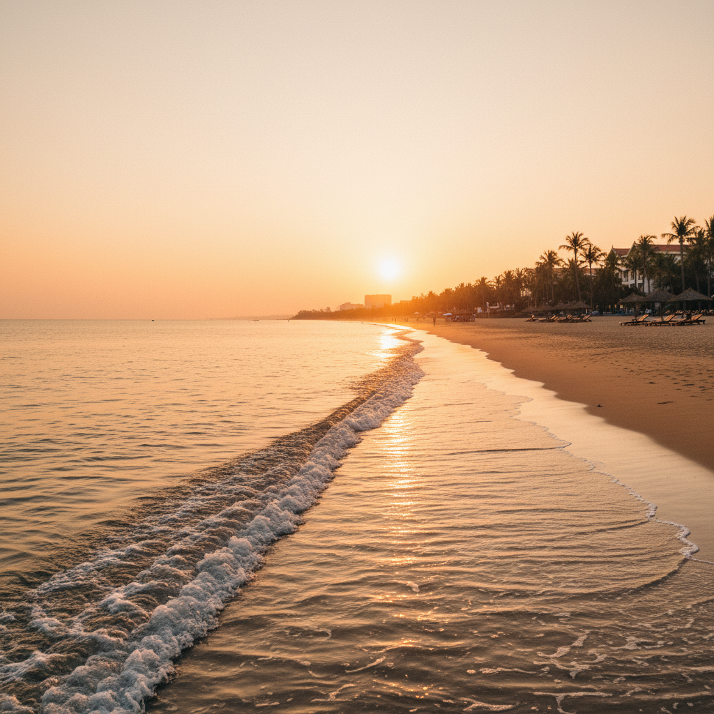 석양에 물든 나트랑 해변 풍경
