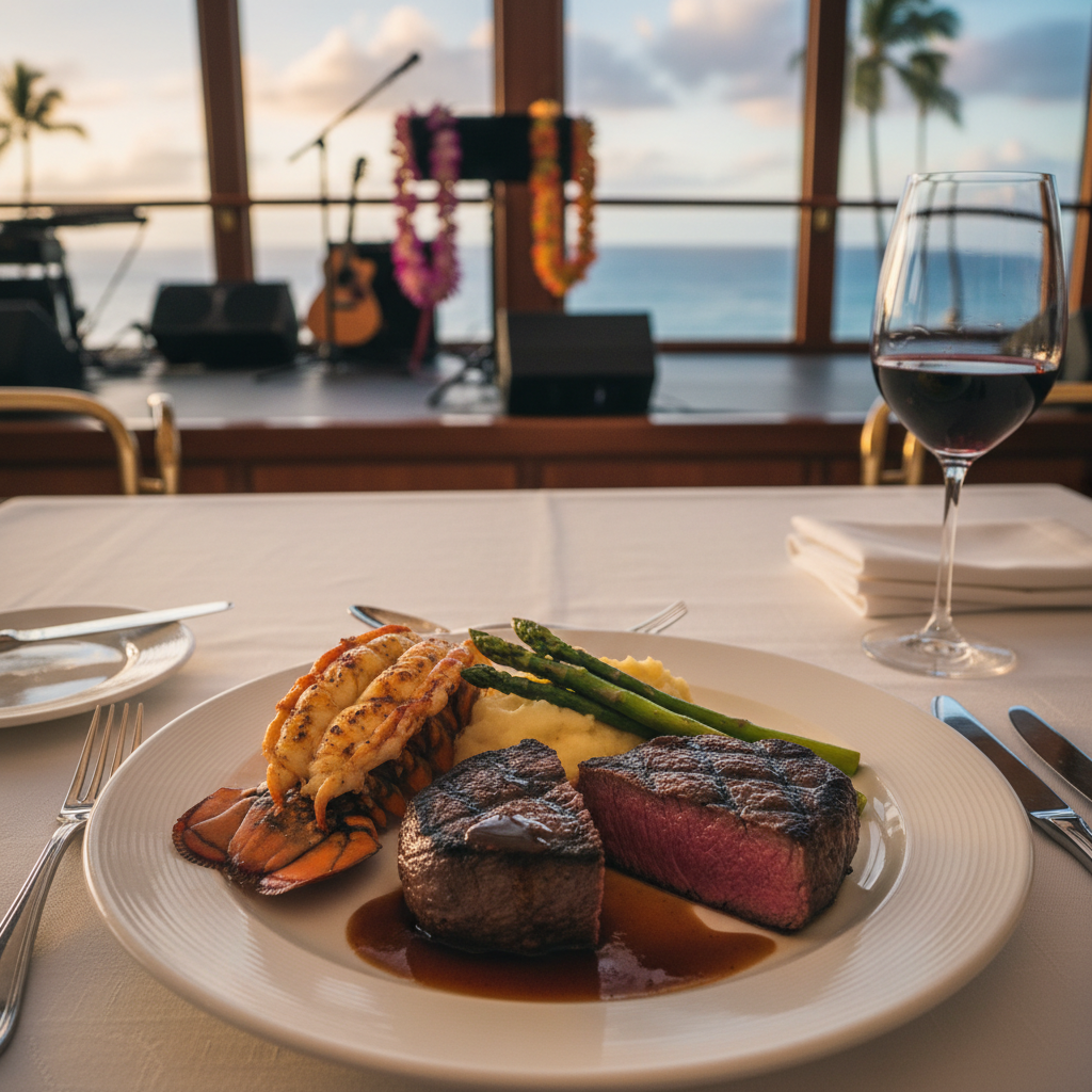 스타오브호놀룰루 디너 크루즈의 스테이크