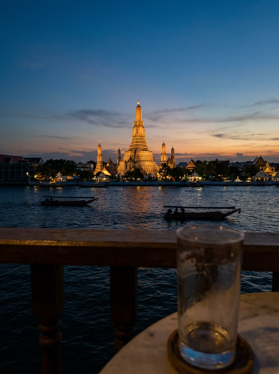 해질녘 촘아룬에서 바라본 새벽사원 풍경