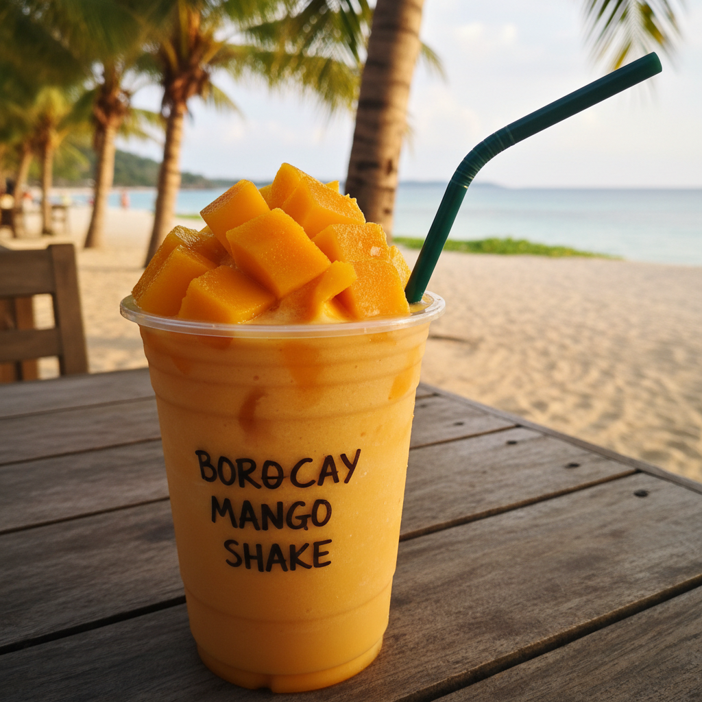 신선한 망고가 듬뿍 올라간 망고 셰이크