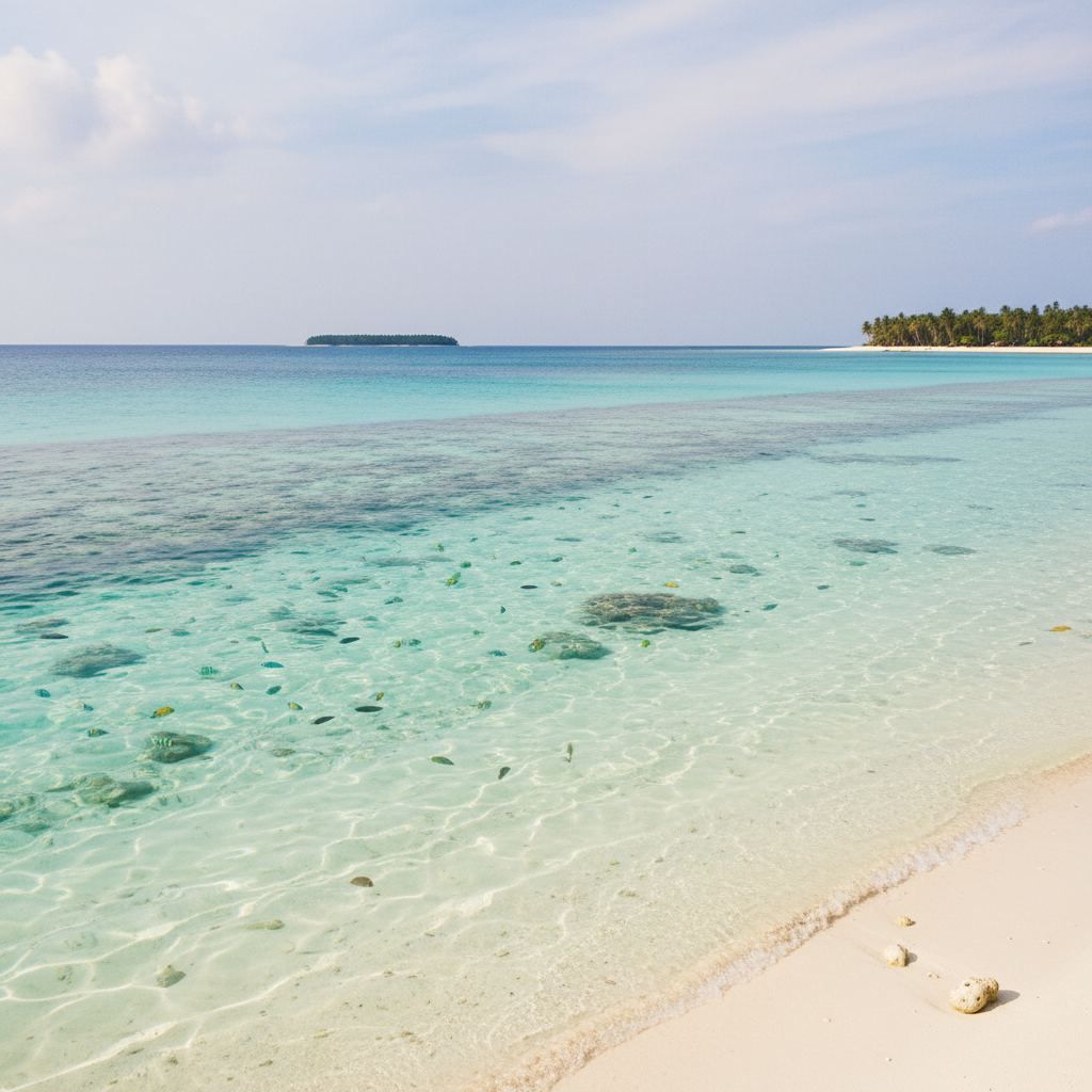 맑고 투명한 보라카이 바다와 하얀 모래사장