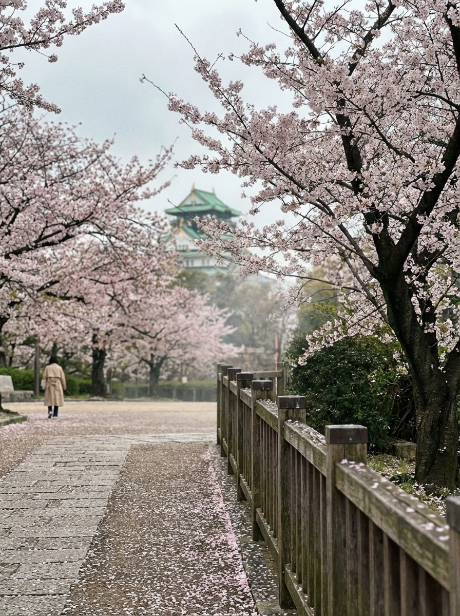 오사카성 앞 벚꽃길 산책