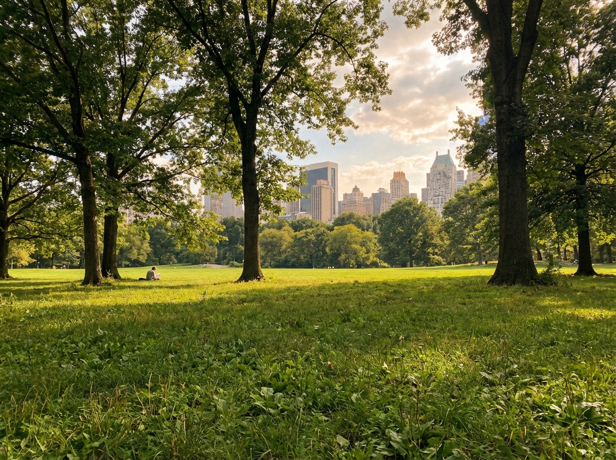 센트럴파크의 여름 잔디밭