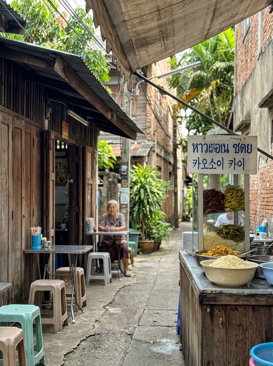 치앙마이 골목 작은 카오소이 가게