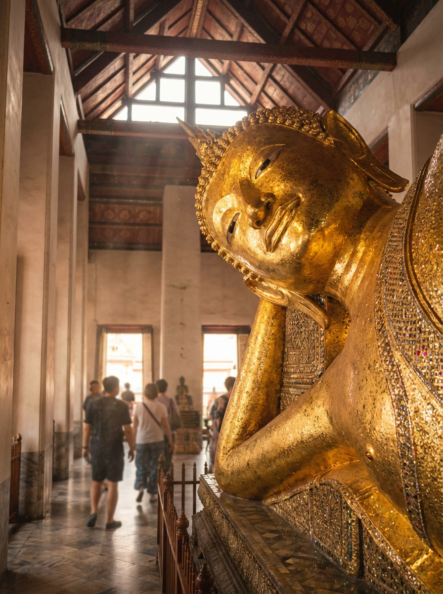 황금빛 장식이 빛나는 왓포 사원