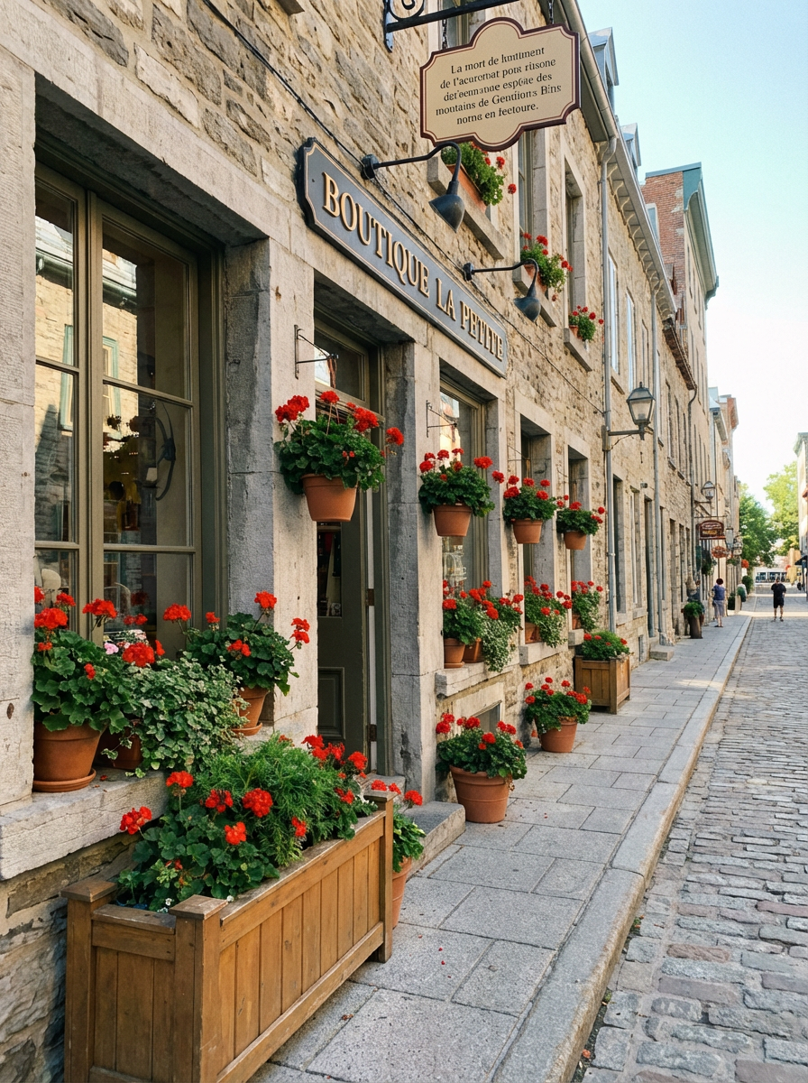 퀘벡 쁘띠 샹플랭 거리의 예쁜 상점