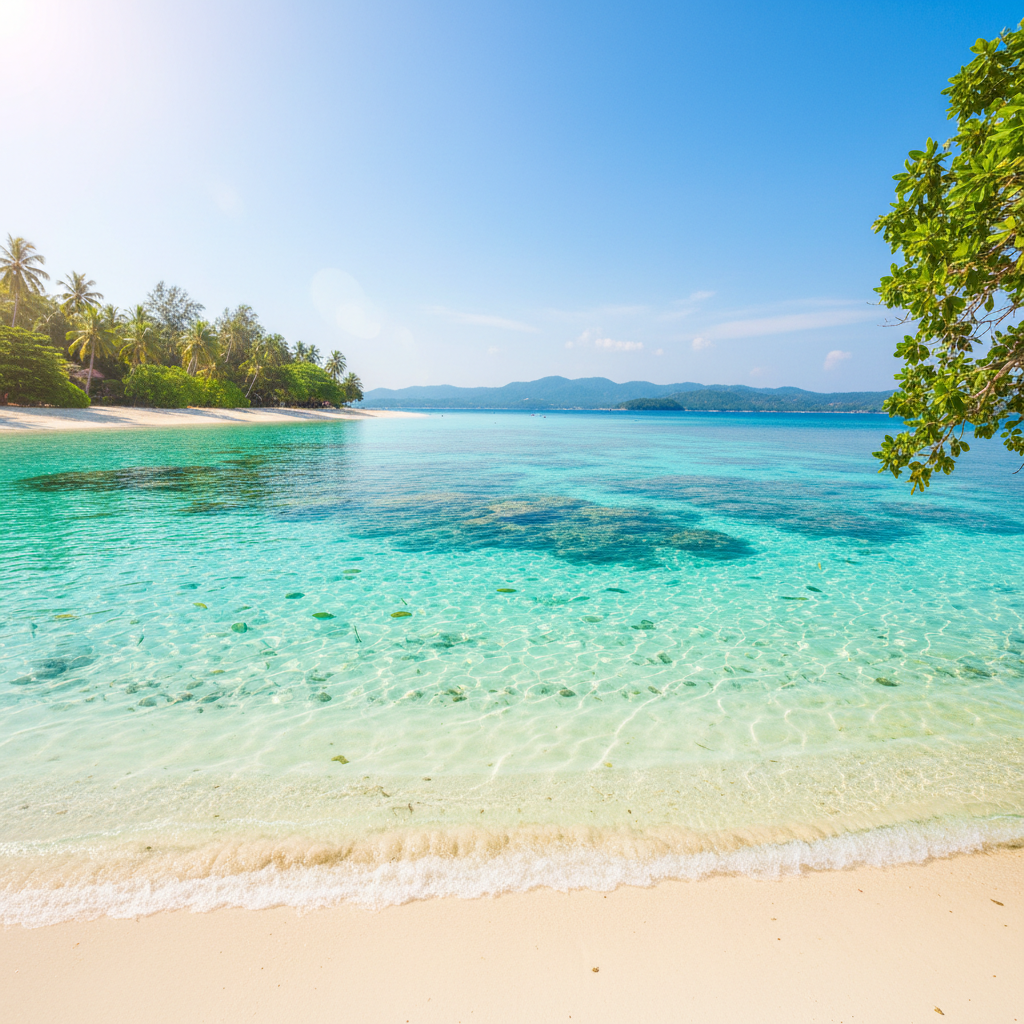 투명한 바다가 빛나는 산호섬 해변