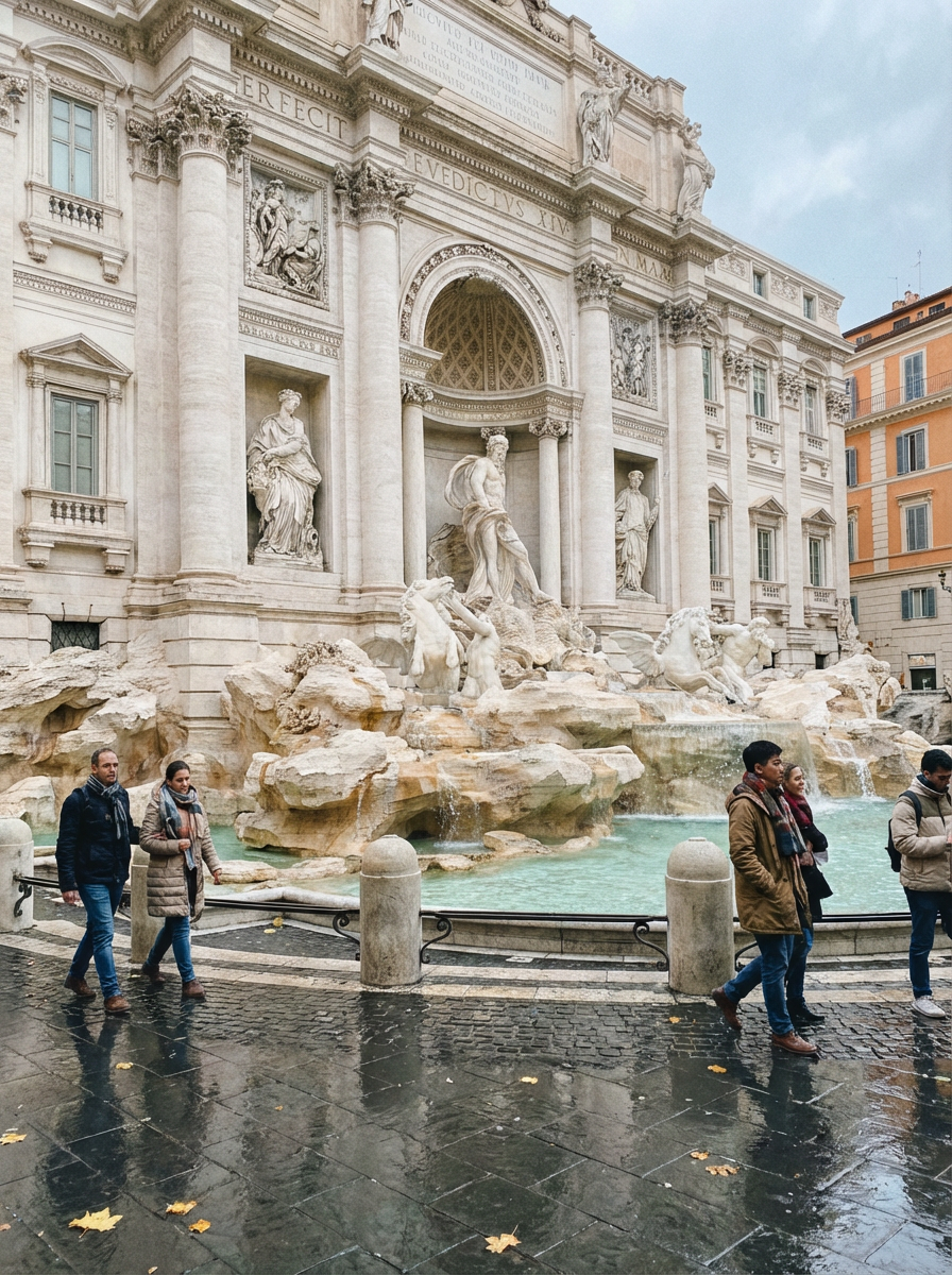 트레비 분수 겨울 풍경