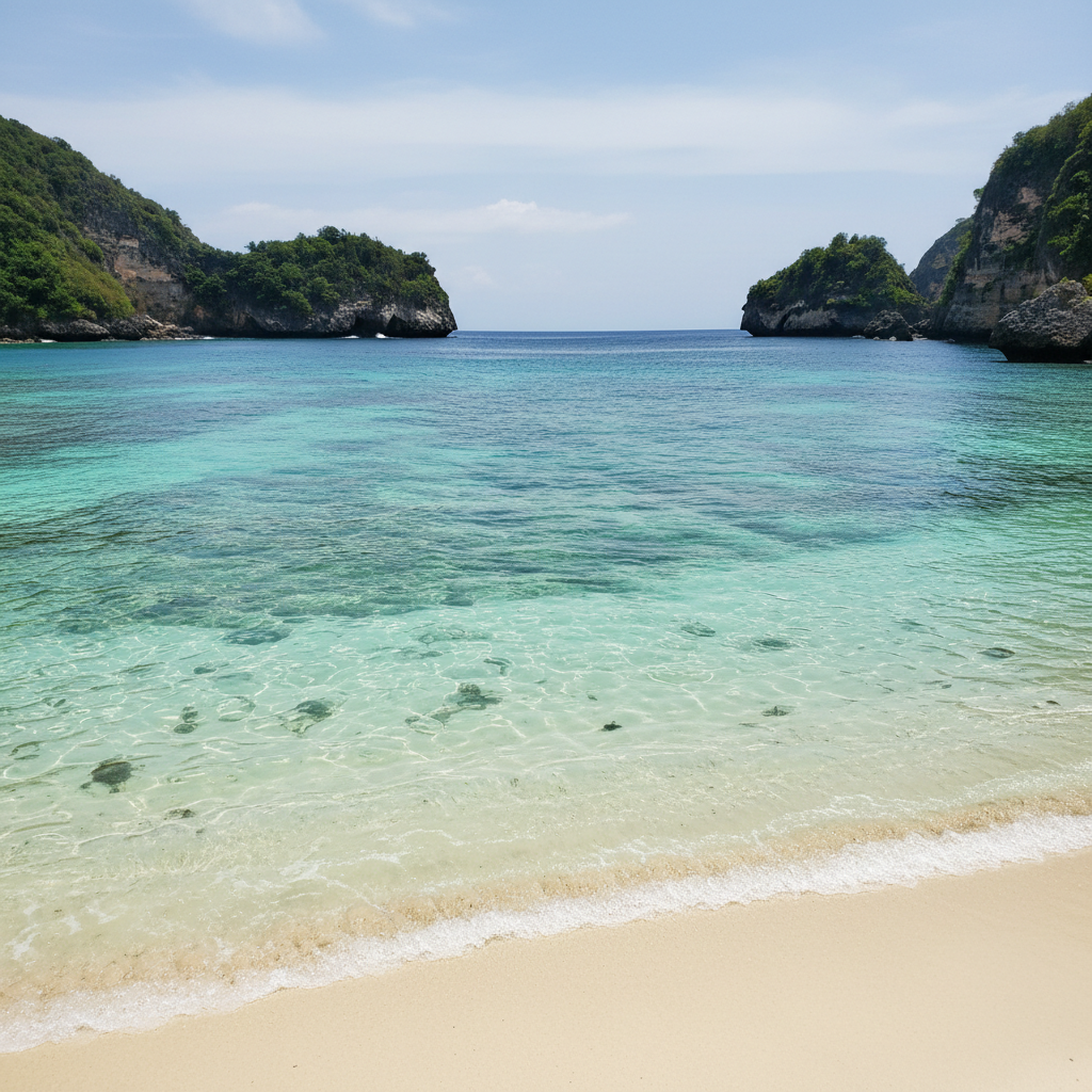 투명한 바다색의 누사페니다 해변