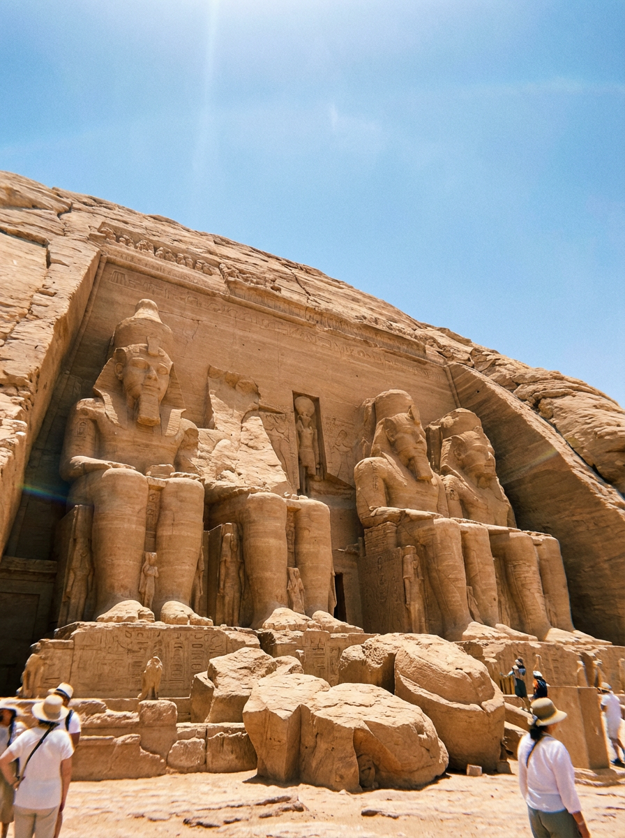 아부심벨 신전 외부 조각상 대형 뷰