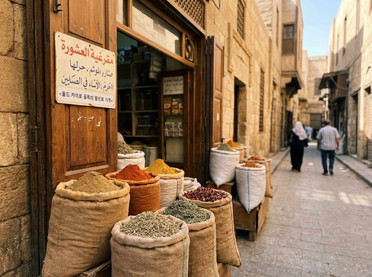 올드 카이로 골목의 향신료 가게
