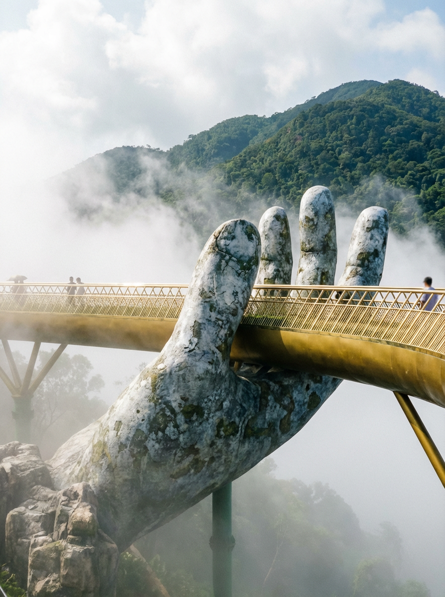 구름 위에 자리한 바나힐 황금의 다리