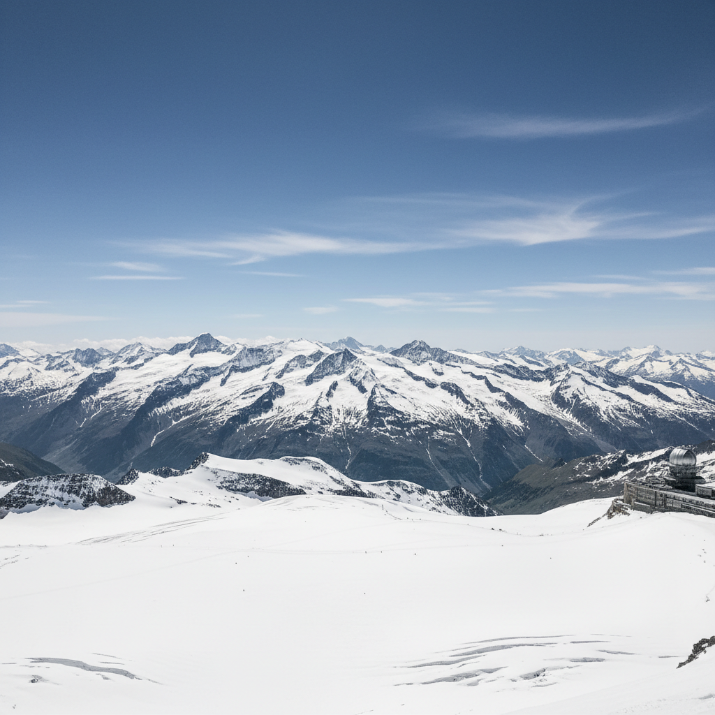 눈 덮인 융프라우 정상의 파노라마 뷰