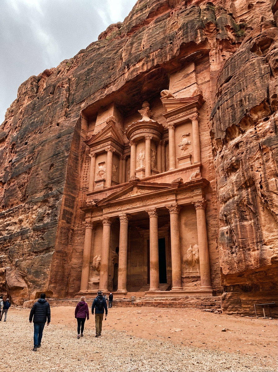 붉은 바위에 새겨진 페트라의 알 카즈네