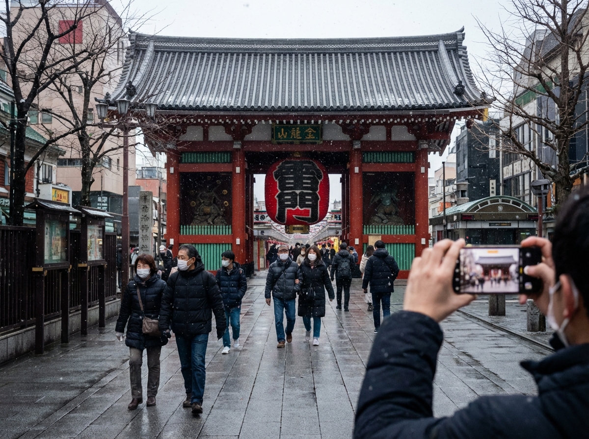 웅장한 아사쿠사 센소지 카미나리몬